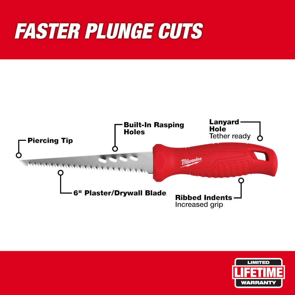 Milwaukee 48-22-0104 Rasping Jab Saw w/ Tether-Ready Lanyard Hole