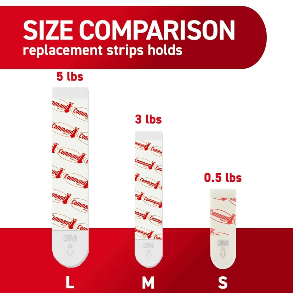 Command Medium Refill Strips, 36 Damage-Free Hanging, White