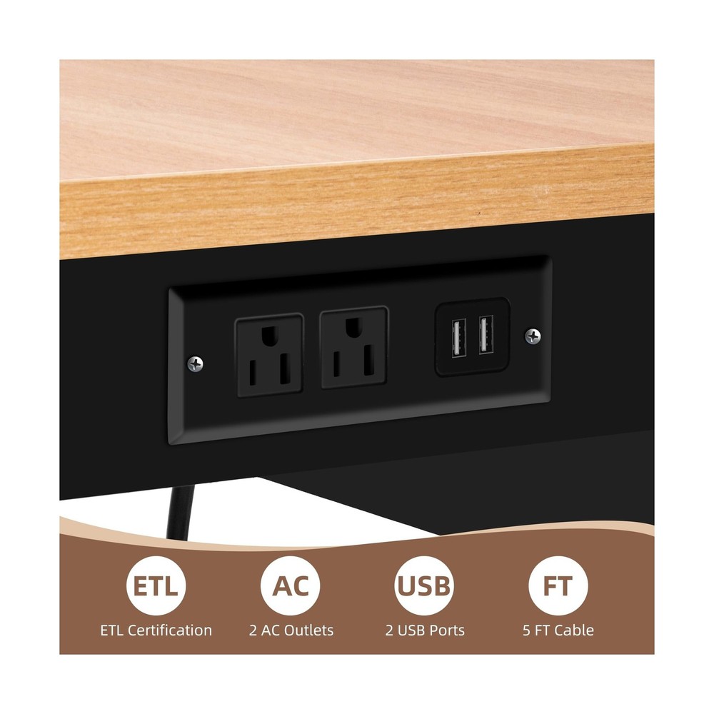 48" Adjustable Workbench with Power Outlets, Work Table for Garage, 2000 LBS ...