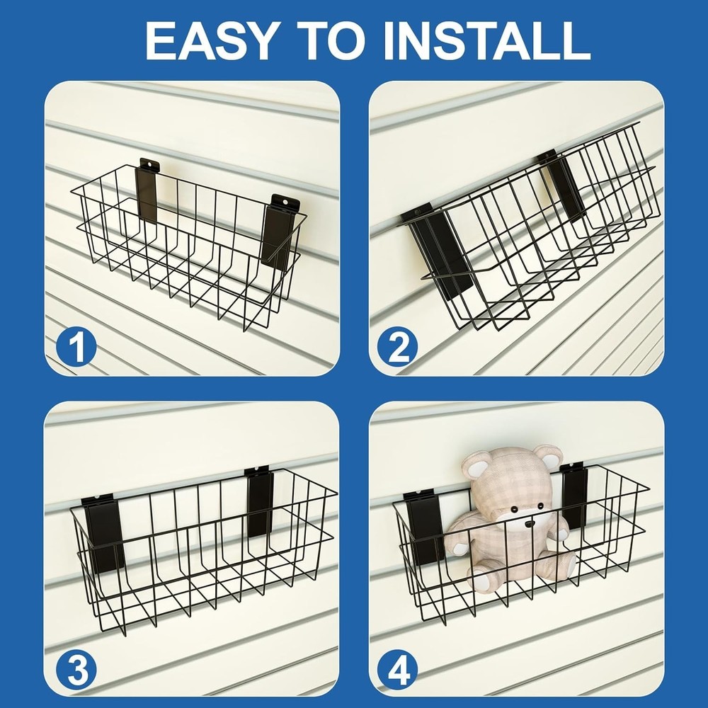 Multi-Functional Slatwall Kit with Baskets and Hooks for Easy Organization
