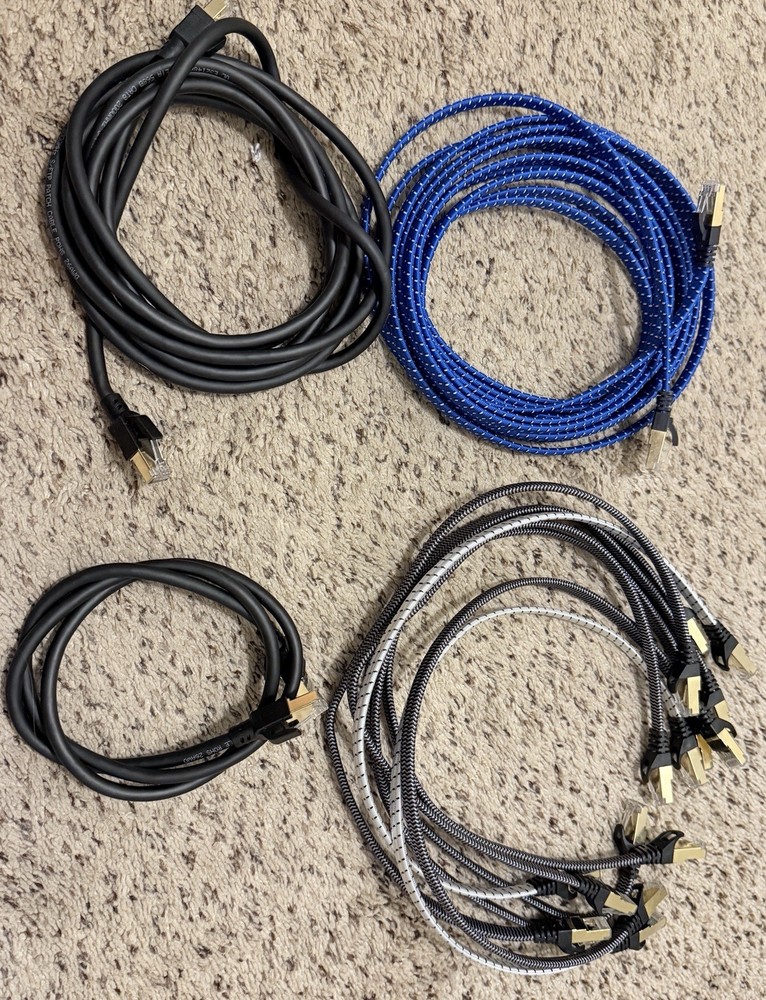 Box Of Assorted Ethernet Cables (11) - UNTESTED