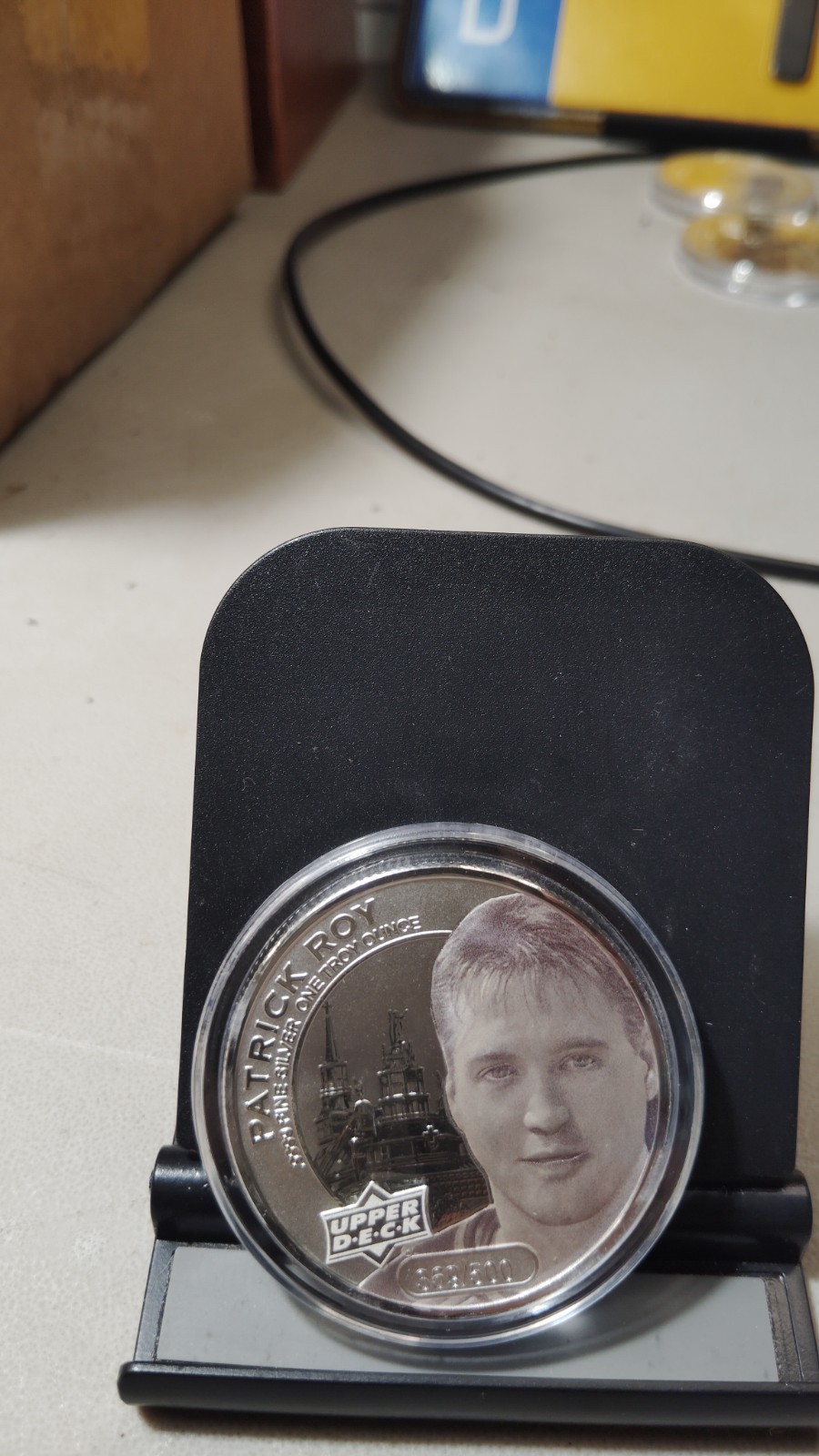 PATRICK ROY UPPER DECK HOCKEY GRANDEUR ONE OUNCE .9999 SILVER COIN SER.#/500