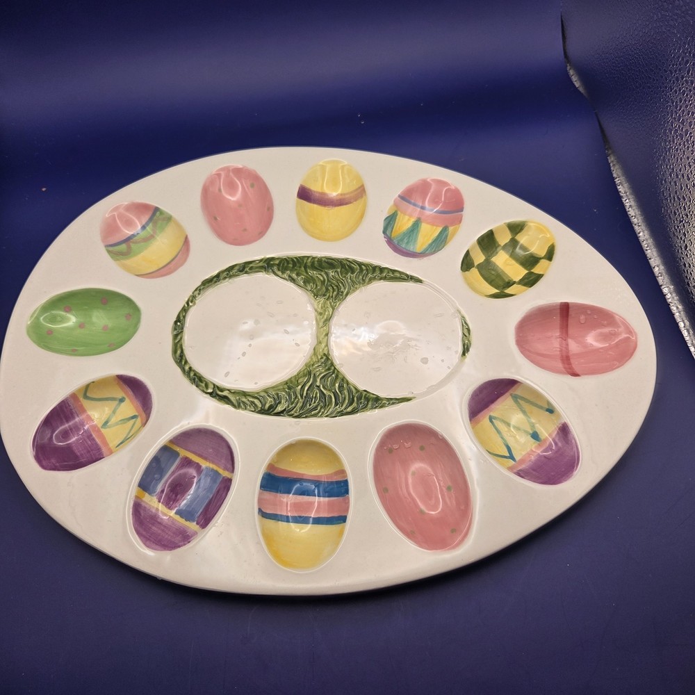 Certified International Susan Winget Easter Egg Deviled Egg Platter 12.5" Oval