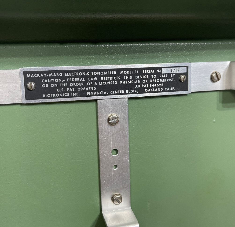 Vintage Biotronics Mackay Marg Electronic Tonometer Model 11 Mid-Century Medical