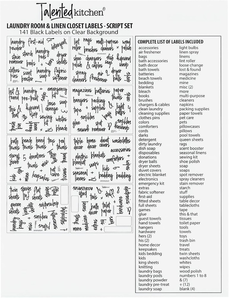 Talented Kitchen Laundry Labels for Jars & Containers - 141 Varies, White