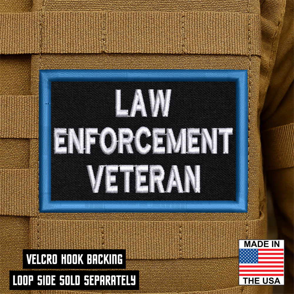 Law Enforcement Veteran Embroidered Morale Patch - 2" X 3", Hook & Loop Back