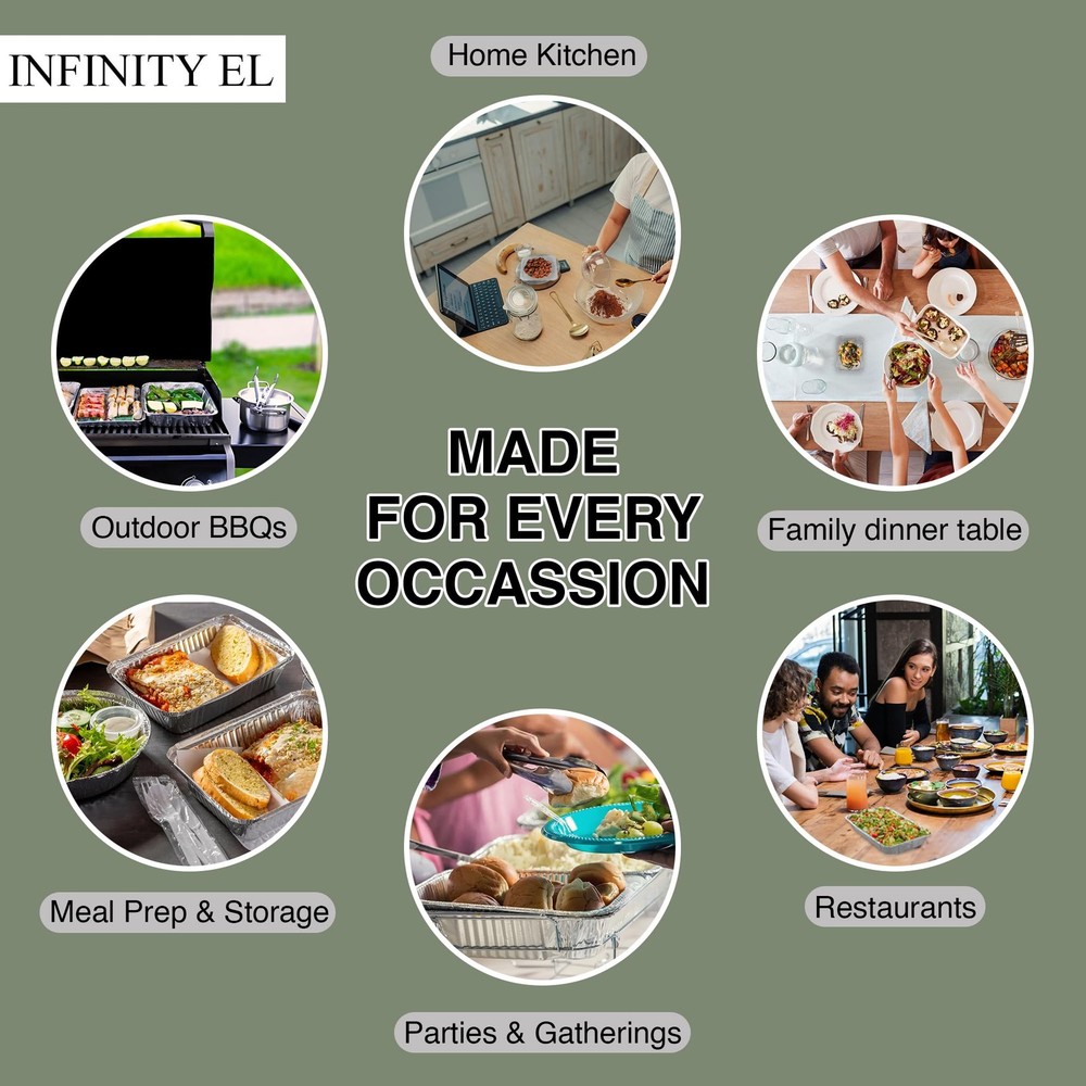 INFINITY EL Disposable Aluminum Foil (Half Pan Extra-Deep/20 Pack), Silver