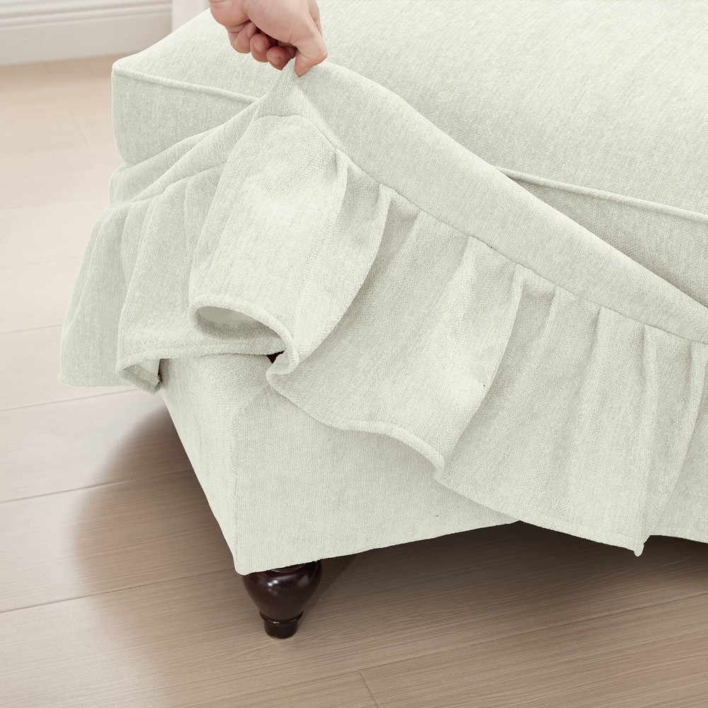 Comfy Modular Sectional Sofa U-Shape w/ Ottoman & Removable Skirts, Beige