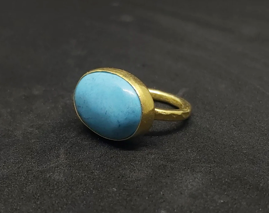 Turquoise Ring Gemstone Ring Brass Ring Astrology Ring Gold Statement Ring Sale