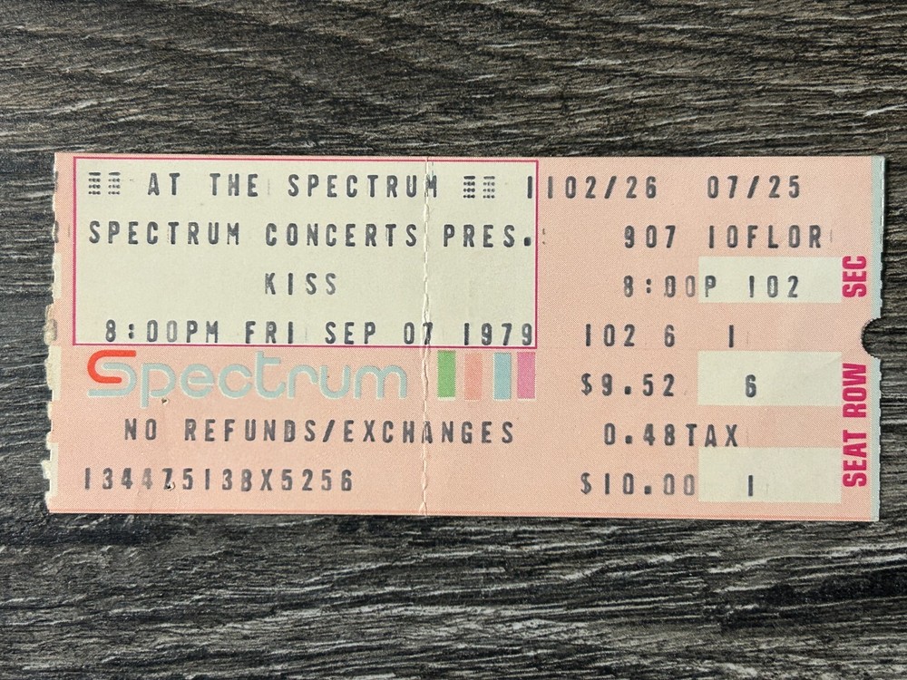 KISS TICKET STUB Dynasty Concert Tour Philadelphia PA 1979 Vintage Kiss Aucoin