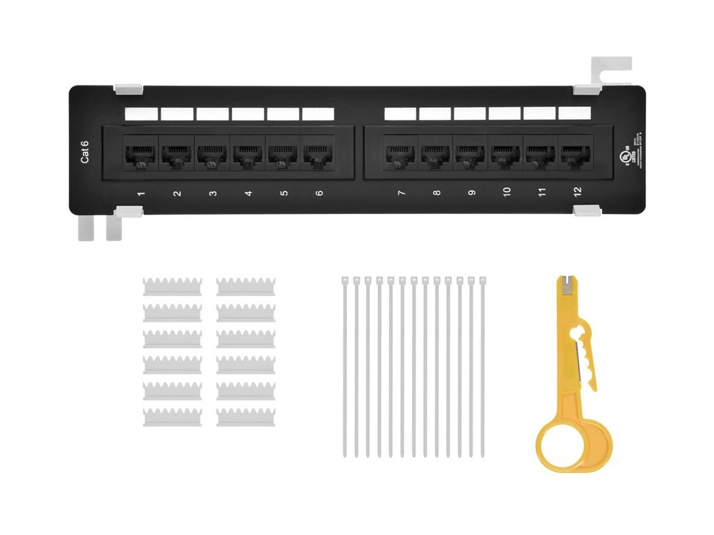 Monoprice 12-port Vertical Cat6 Mini Patch Panel, 110 Type (568A/B Compatible)