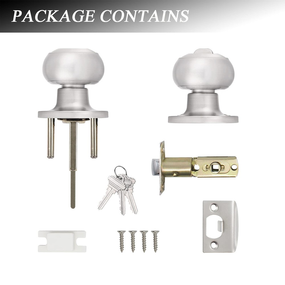 Probrico (6 Pack) Satin Nickel Round Entry Door Knobs Keyed 6,