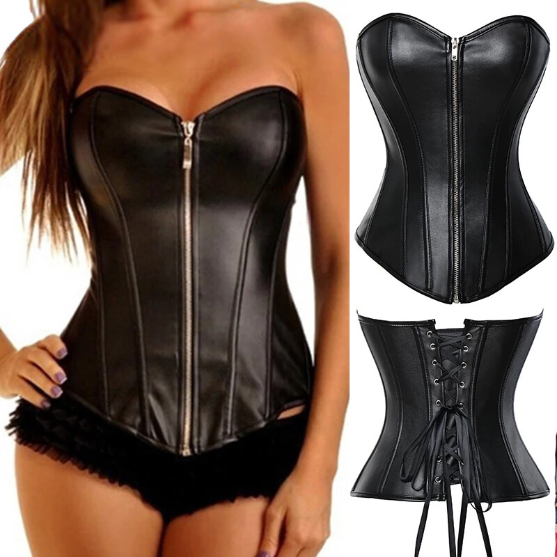 Women Classic Black Corset Bustier Gothic Burlesque Waist Trainer Overbust Tops