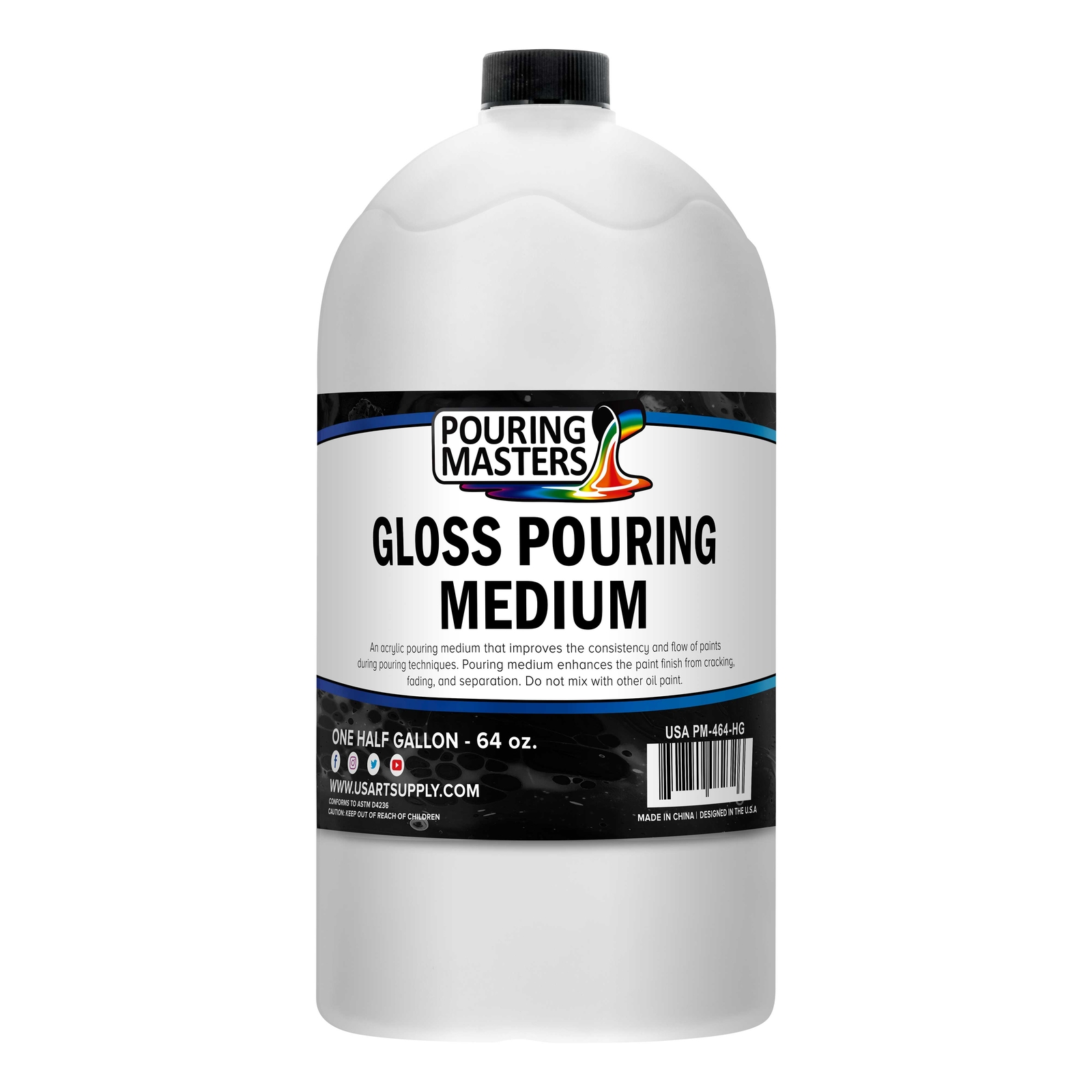 Pouring Masters Gloss Pouring Effects Medium - 64-Ounce/Half Gallon
