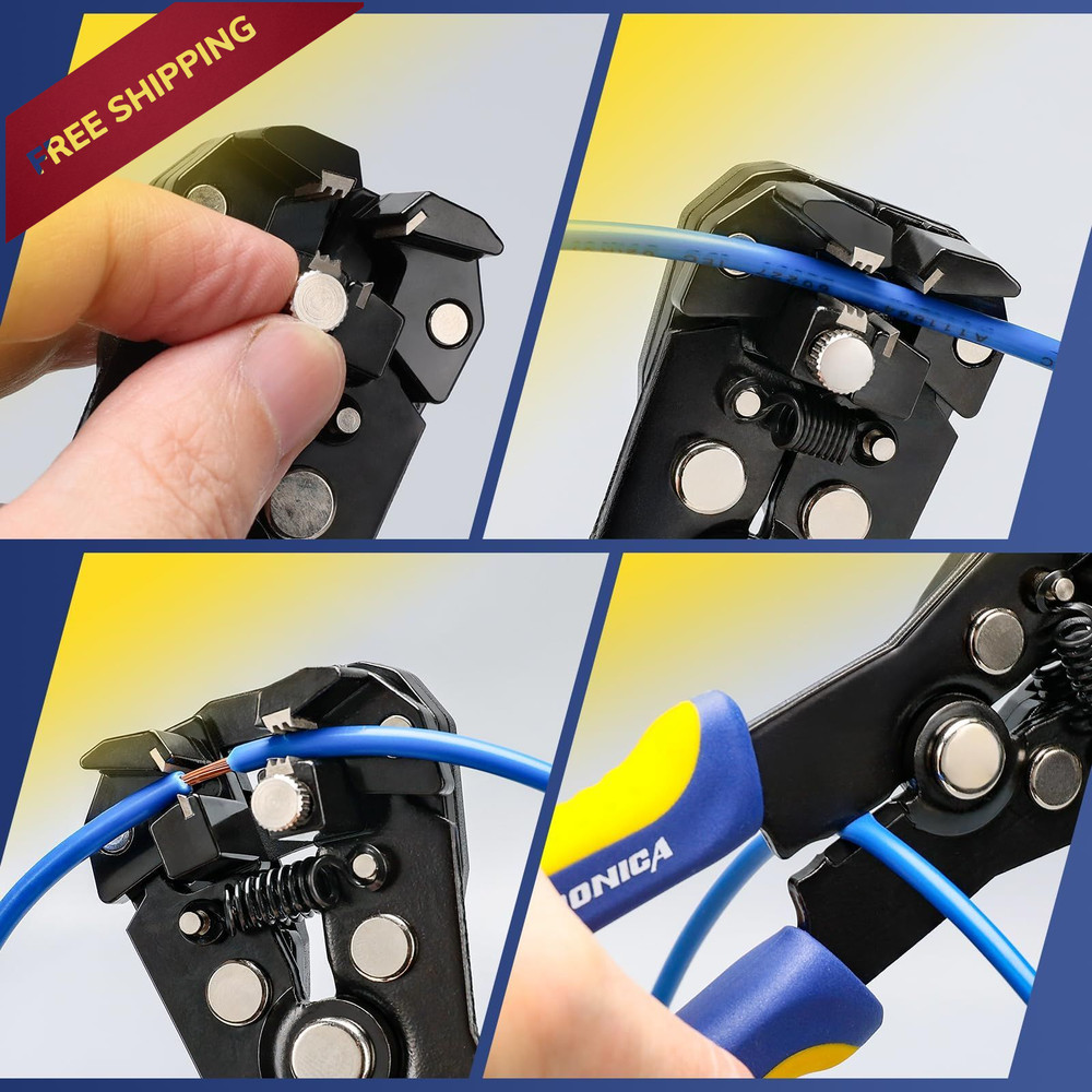 haisstronica Self-Adjusting Wire Automatic Stripper, Blue and Yellow