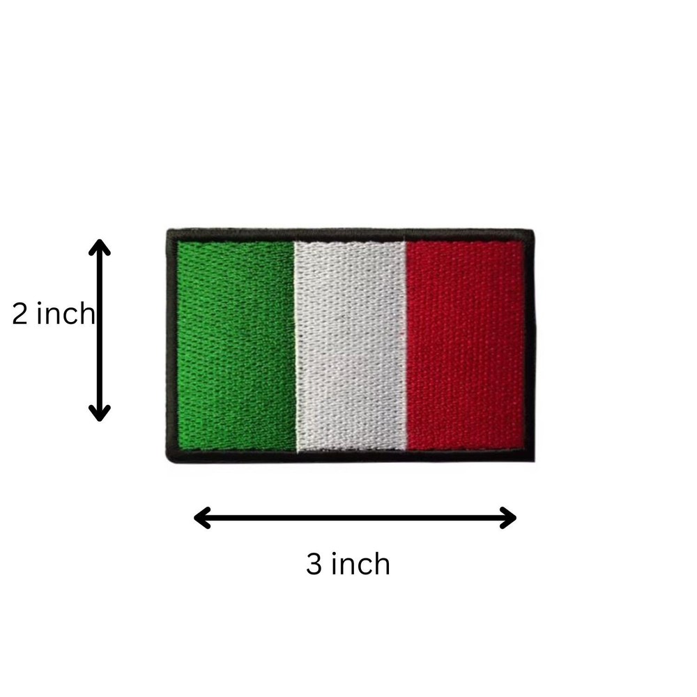 Italian Flag Patch – Hook & Loop Embroidered Italy Emblem - 3x2 inch