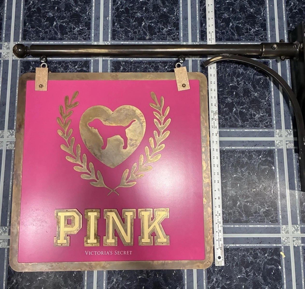 24x24x3 Victorias Secret Store Double Sided Hanging Sign,Bracket,Clips PINK LOGO