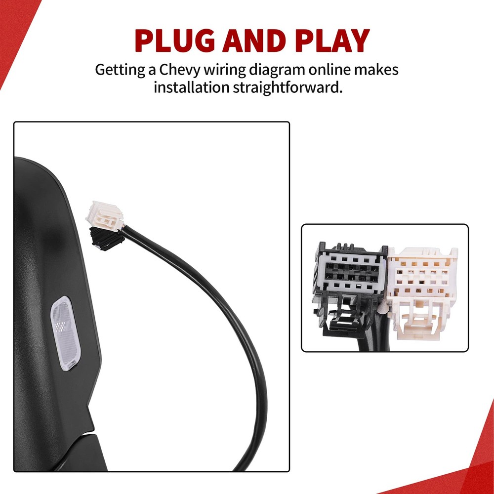 Left Driver Side Towing Mirror Electric Heated Power Adjustable LED Puddle Lamp