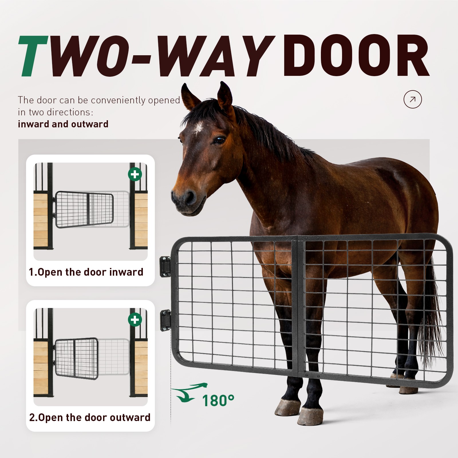 48"x24" Steel Horse Stall Gate Powder Coated Livestock Stall Guard for Barn Farm