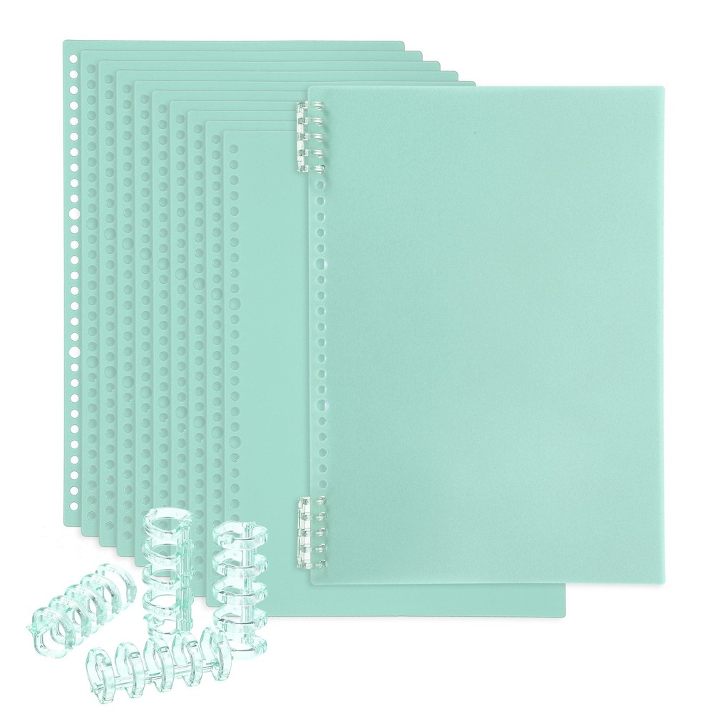 12 Pack A4 22 Mil Plastic Notebook Binder Covers with Binding Comb, Light green