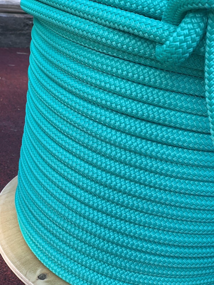5/16 x 150 ft Pre-Cut Double Braid-Yacht Braid polyester rope hank. Turquoise.