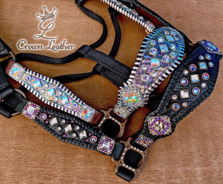 Silver Crown Leather Halter