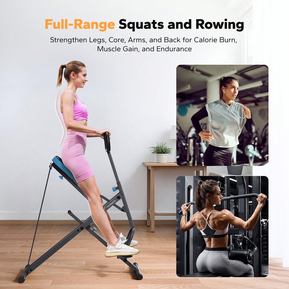 MERACH Squat Machine, 2 In 1 Squat Rowing Machine, Easy Setup & Foldable-FGQA