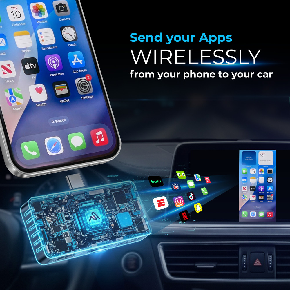 Wireless CarPlay Screen Mirroring Adapter | iPhone & Android