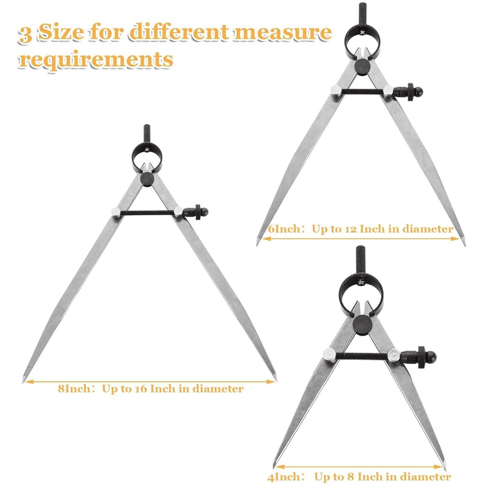 Adjustable Lockable Spring Compass Leather Wing Divider 4/6/8 in Measuring Tool