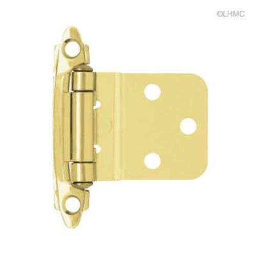 (5 Pack) Single 3/8 inch Offset Self Closing Hinge - Bumpers - Screws -Brass Pla