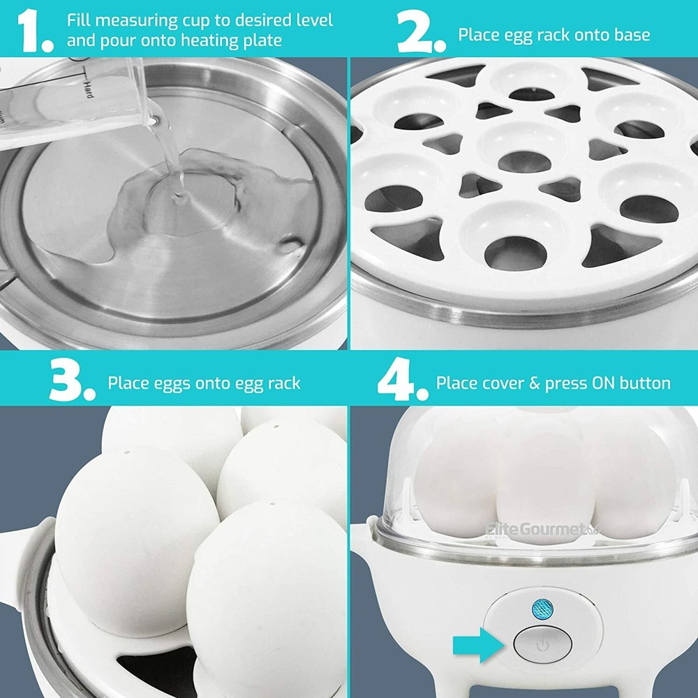 Easy Electric Poacher, Omelet Eggs & Soft, Medium Boiled
