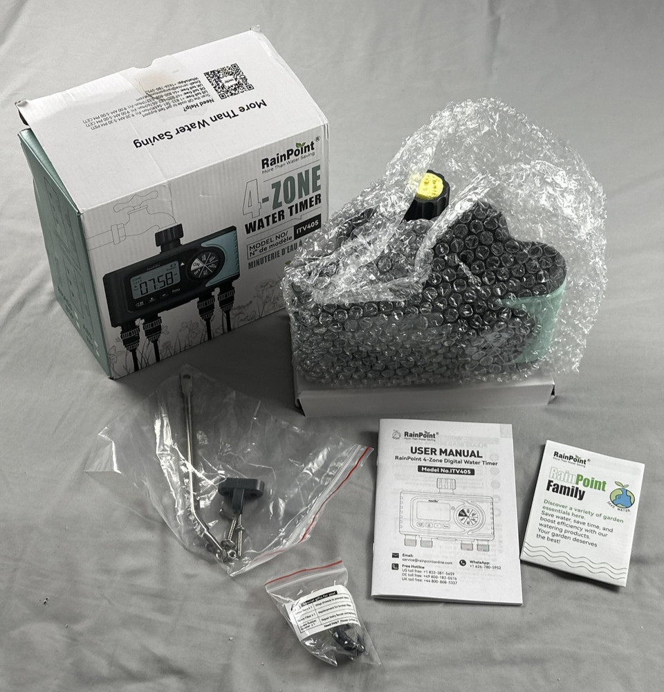 RainPoint 4-Zone Water Timer ITV405 Digital Hose Faucet Irrigation Controller
