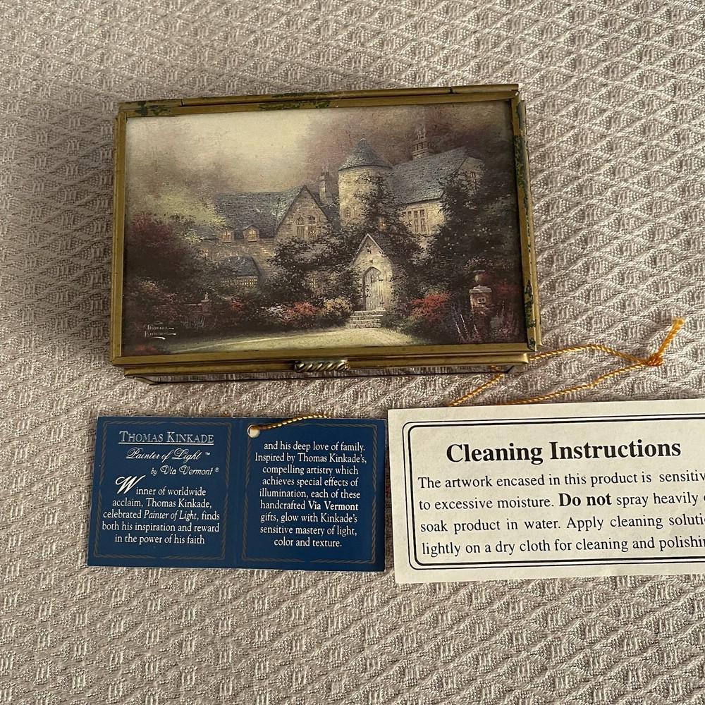 Thomas Kinkade Antique Sewing Box, Pill Box, Cigarette Case