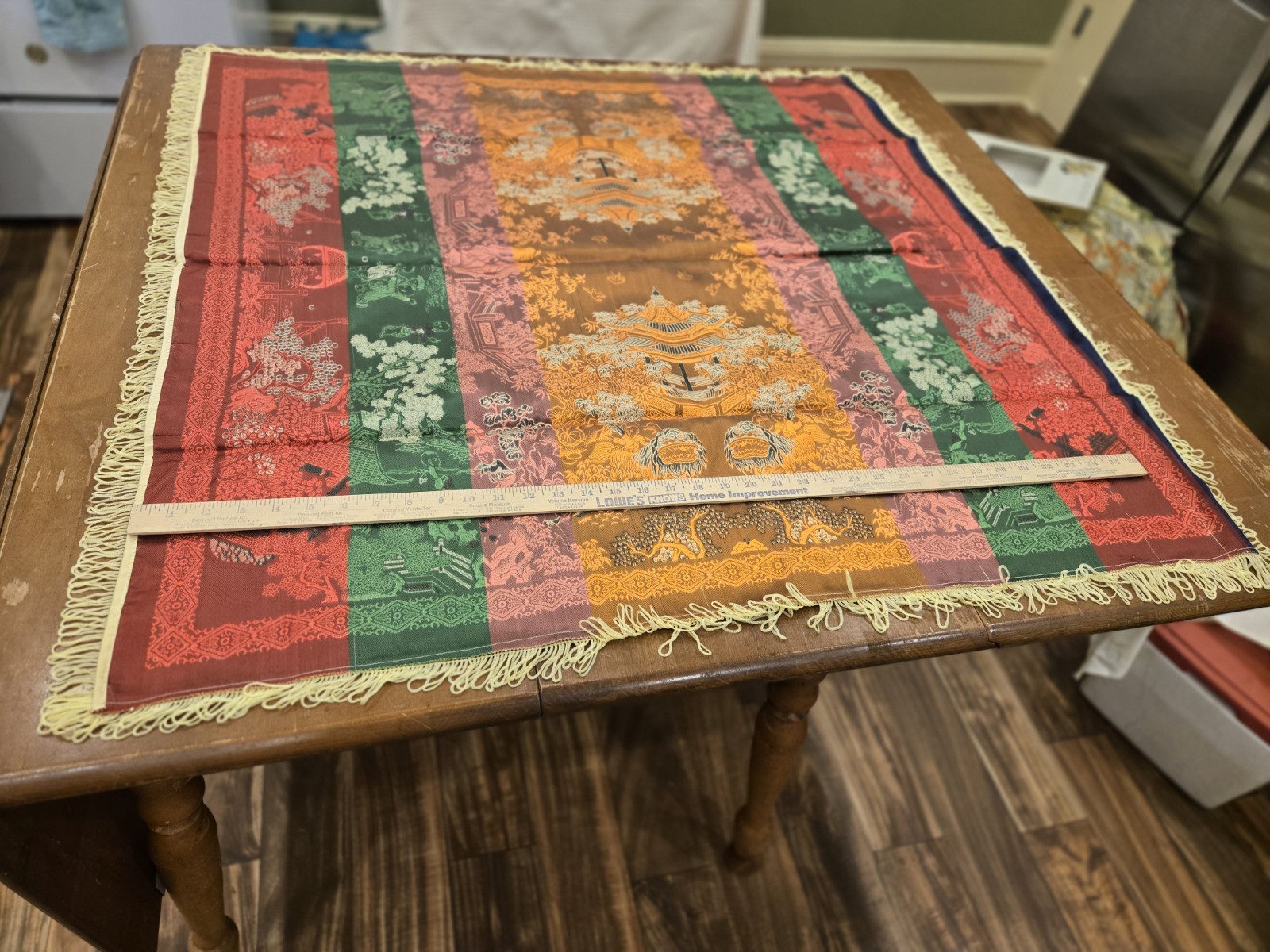 VTG NOS Brocaded Chinese Silk Tapestry Tablecloth 38" x 38" Late 70's-Early 80's