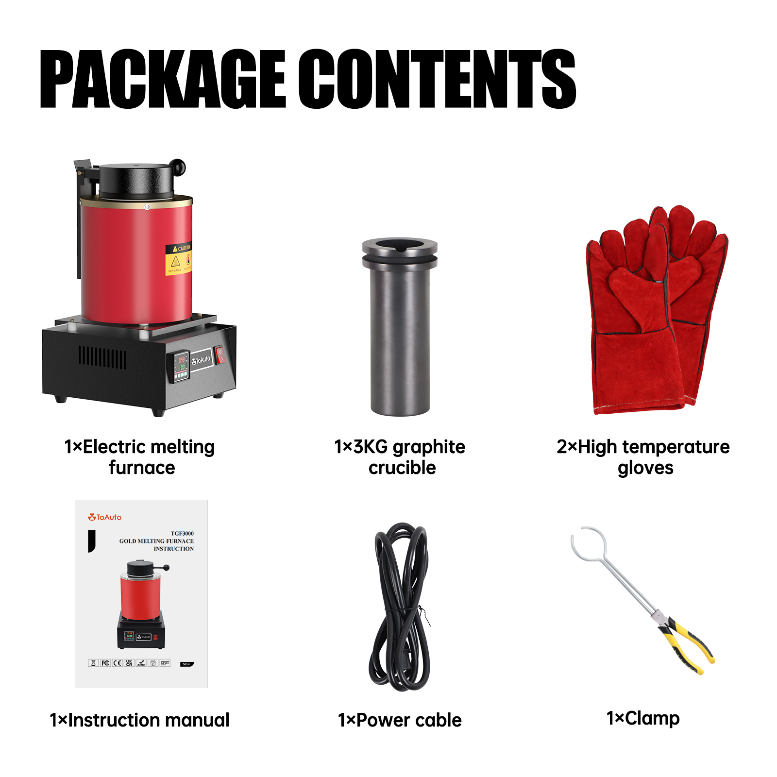 TOAUTO 3KG Metal Smelting Furnace Kit Gold Silver Refining Casting Jewelry Tool