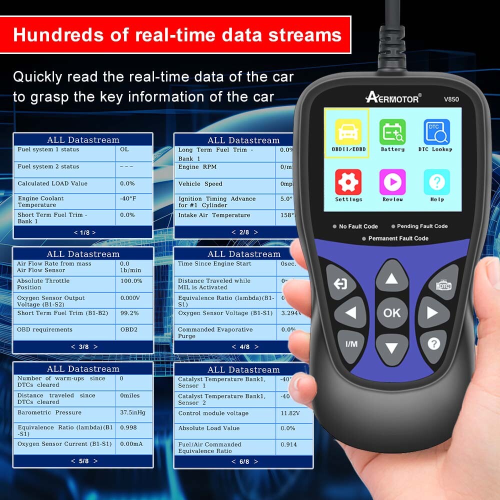 V850 OBD2 CAN OBDII Scanner Code Reader Car Diagnostic Scan Tool Check Engine