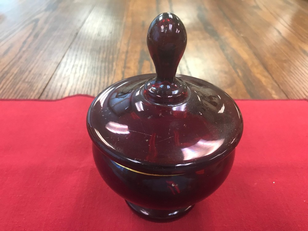 Antique Red Ruby Container with Lid