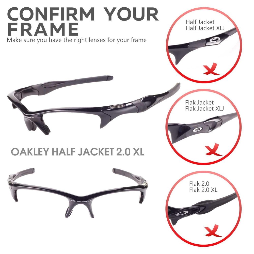 Walleva Replacement Lenses for Oakley Half Jacket 2.0 XL -Multiple Options