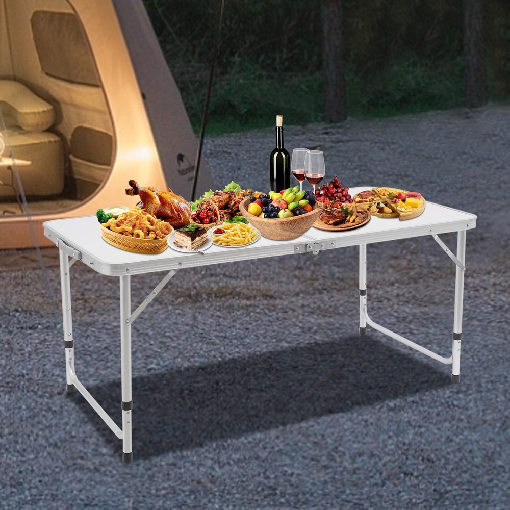 Portable Folding Table Indoor & Outdoor Adjustable Height Table for Picnic, BBQ