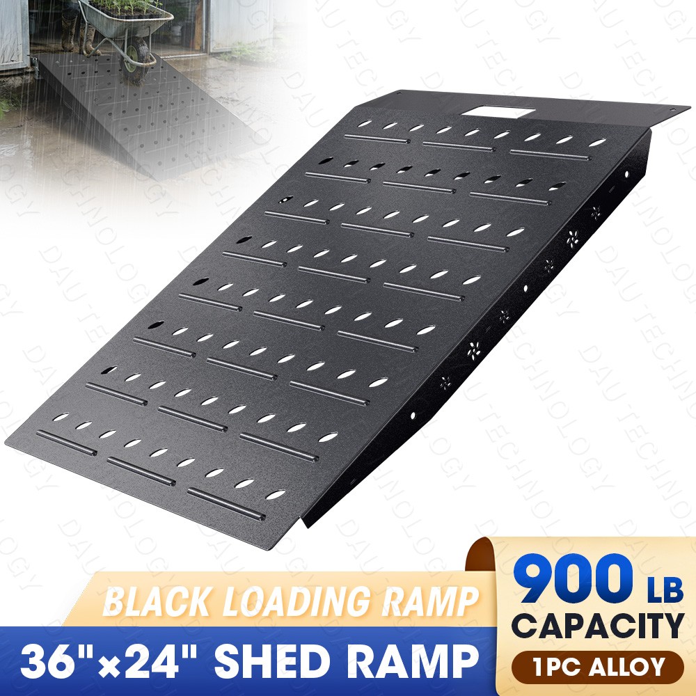 36" x 24" Shed Ramps for Riding Mower Anti-Slip Punch Plate Ramps for ATV Black