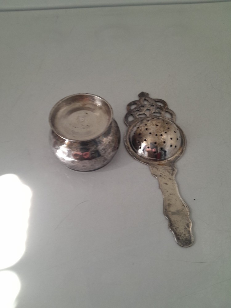 Vintage Silverplate Tea Strainer And Drip Bowl