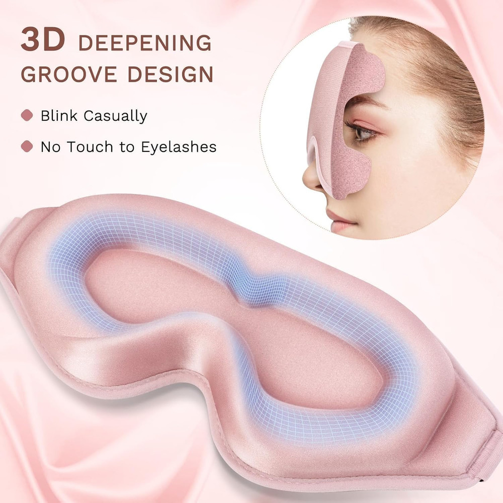 99% Light Blocking 3D Sleep Mask – Zero Pressure Eye Cover with Adjustable Strap