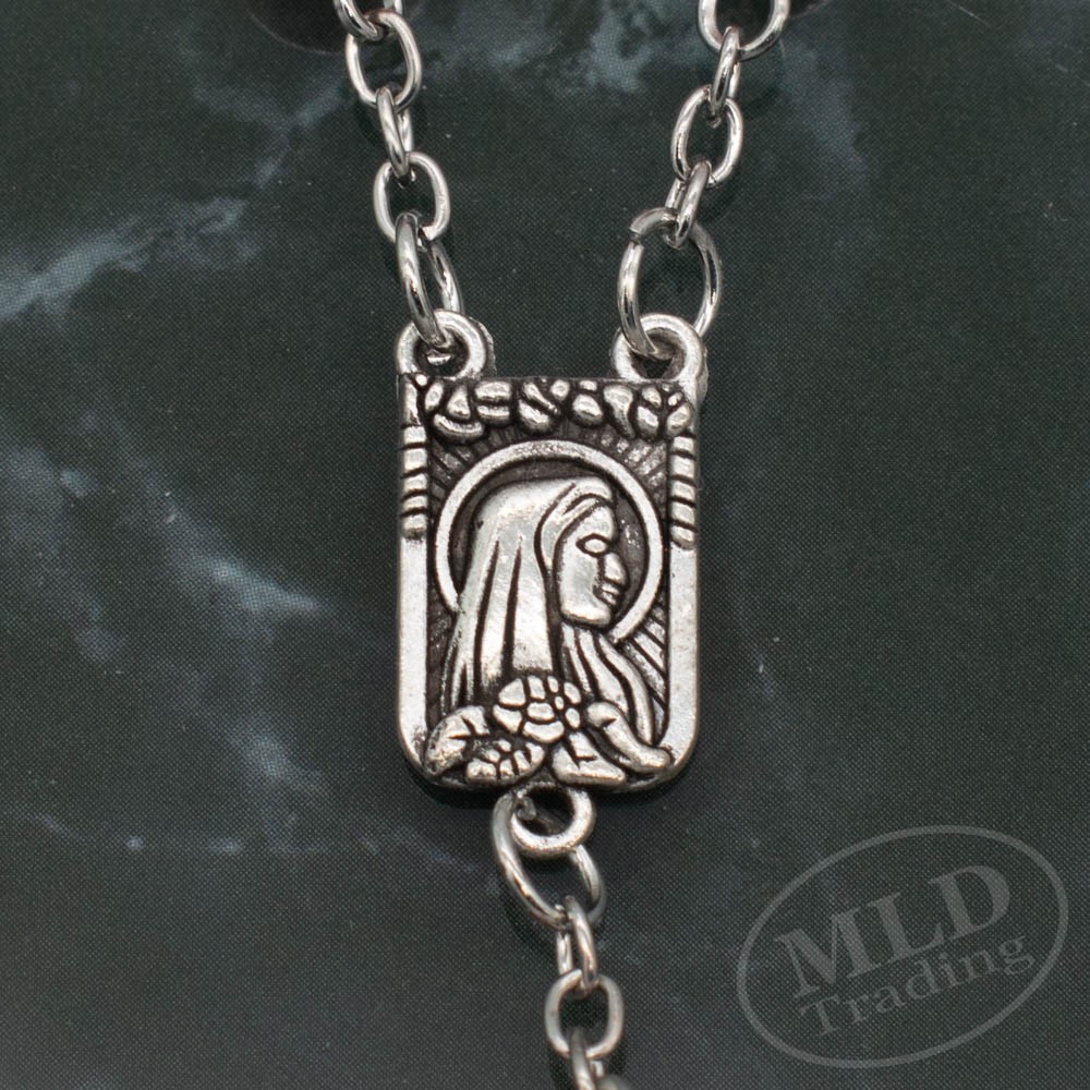 Pink Pearl Rosary Necklace – 32 Inch with Rose Beads Catholic Prayer Crucifix