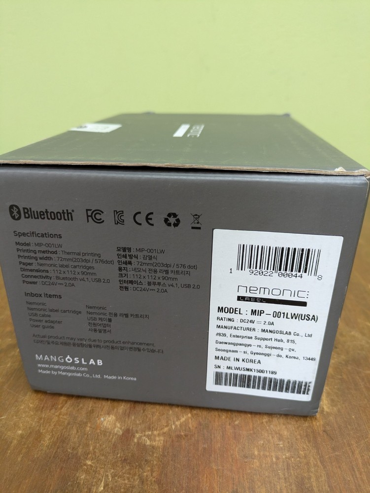 Nemonic Label Printer MIP-001LW Bluetooth Thermal Label Printer Wireless