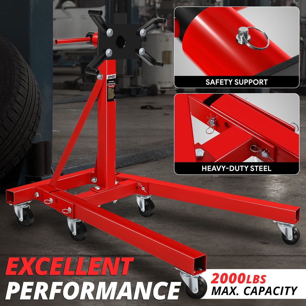 2000 LBs 360 Degree Adjuste Mounting Head Durable Stable Steel Engine Stand Red
