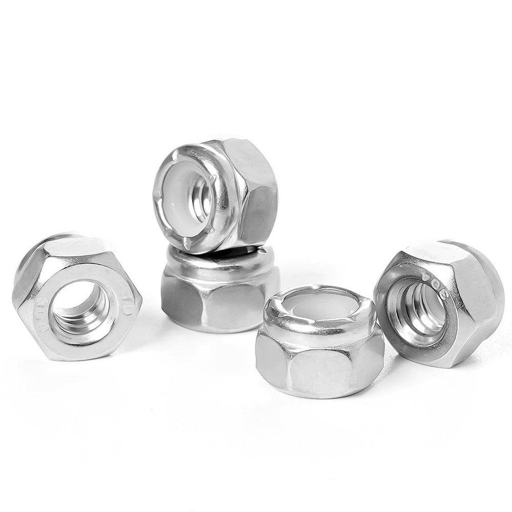 1/4-20 Lock Nut Nylon Insert Hex Locknuts Locking Nuts 304 1/4-20, Silver