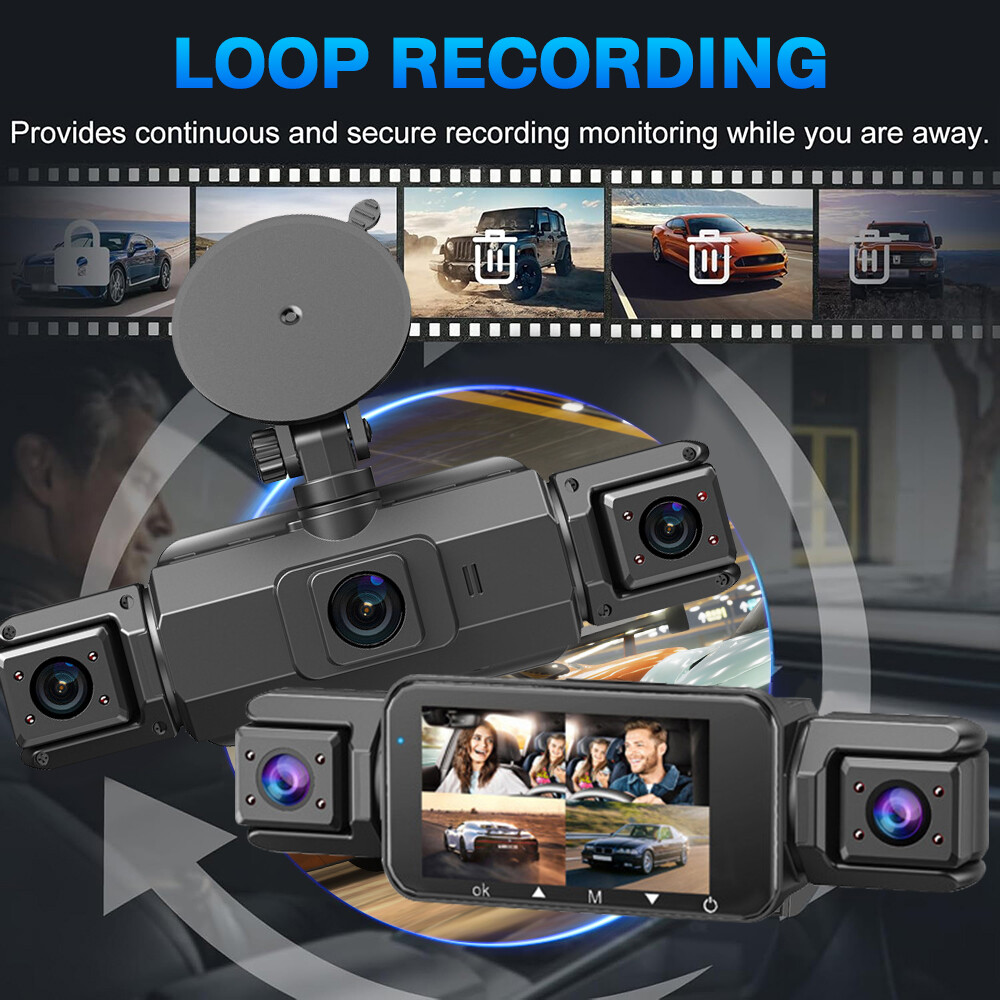 4K HD 4-Channel Dash Cam 1080P Front Rear G-sensor Video Recorder Car DVR Camera