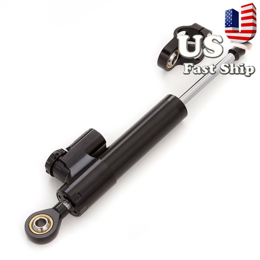 CNC Universal Motorcycle Steering Stabilizer Damper Linear Control Safety Black