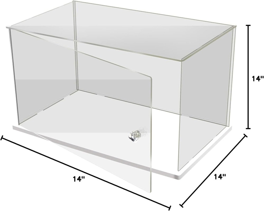 Sturdy Dustproof Acrylic Display Case - White Base, Easy Assembly, 14x14 Inch