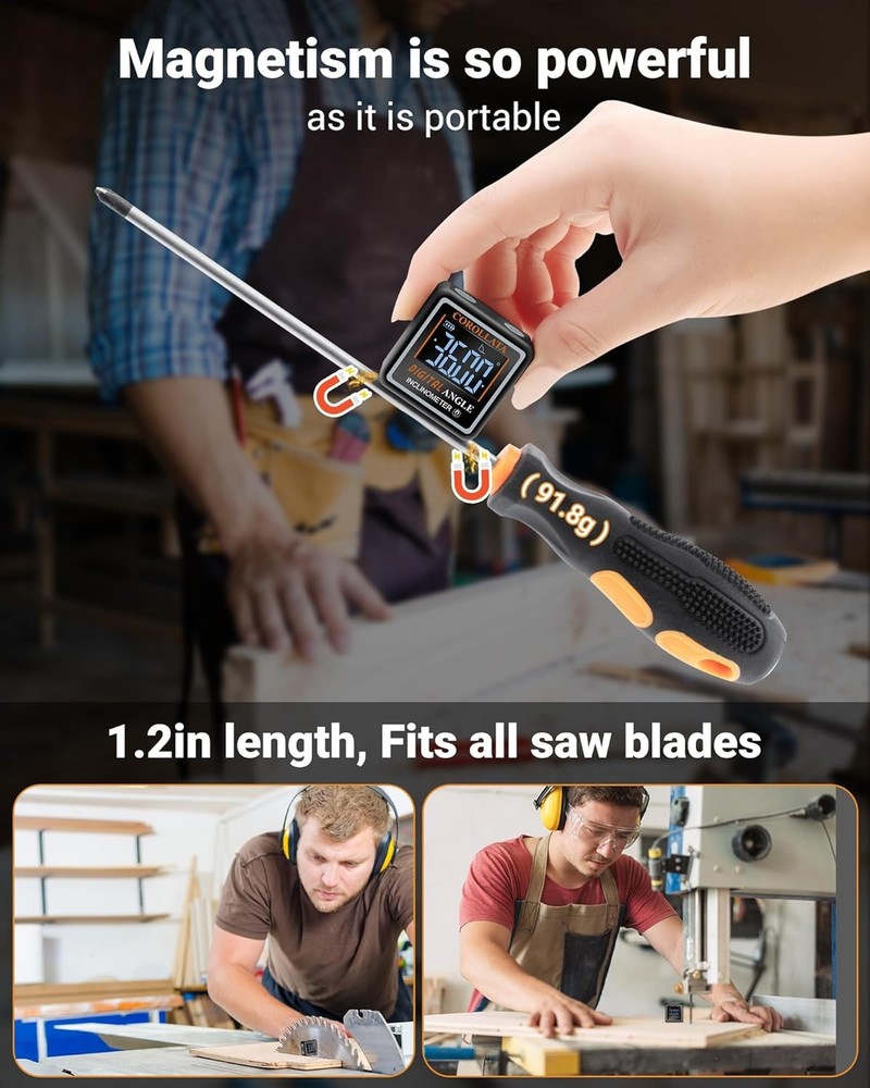 Ultra Small Digital Angle Finder Magnetic Level, Rechargeable Angle Cube, Table